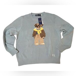 Polo Ralph Lauren Polo Bear Cotton Knit BLUE Sweater WOMEN'S XL